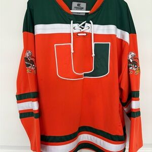 University of miami hurricanes Orange and Green Hockey Jersey